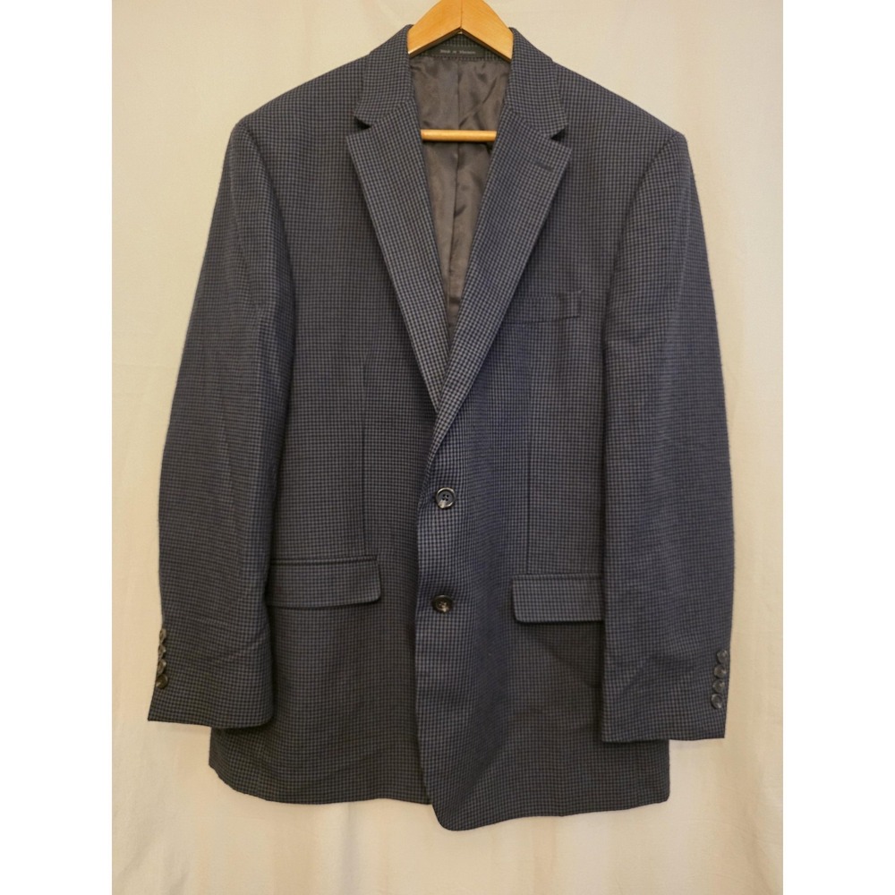 Chaps Blazer Sport Coat Mens 46 Blue Check 2 Button Lined Jacket Business Casual